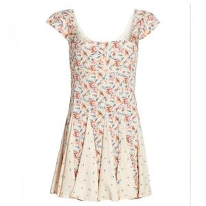 Free People Ponderosa Peach Orange Flirty Woven Floral Mini Dress